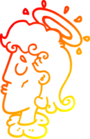 warm gradient line drawing of a cartoon angel face png