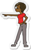 sticker of a cartoon hip woman pointing png