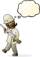 cartoon big game hunter with thought bubble png