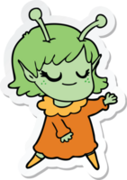 autocollant d'un dessin animé de fille extraterrestre souriante png