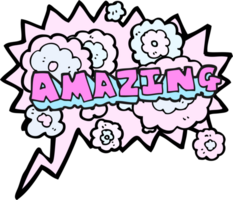 hand drawn speech bubble cartoon amazing word png