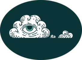 iconic tattoo style image of an all seeing eye cloud png