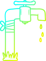 cold gradient line drawing of a cartoon old water tap png