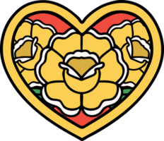 tattoo in traditional style of a heart and flowers png