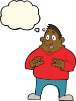 cartoon excited overweight man with thought bubble png