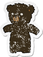 retro distressed sticker of a cute cartoon black bear png