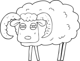 hand drawn black and white cartoon ram png