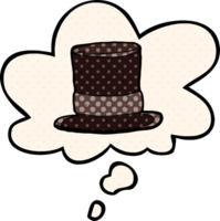 cartoon top hat with thought bubble in comic book style png