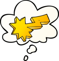 cartoon lightning strike with thought bubble in smooth gradient style png