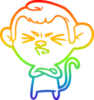 rainbow gradient line drawing of a cartoon angry monkey png