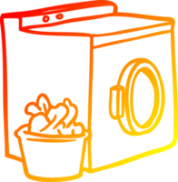 warm gradient line drawing of a washing machine and laundry png