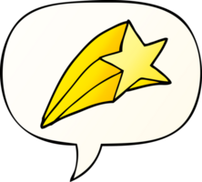 cartoon shooting star with speech bubble in smooth gradient style png