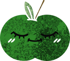 retro ilustración estilo dibujos animados de un jugoso manzana png