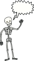 cartoon waving skeleton with speech bubble png