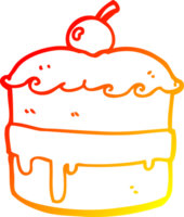 warm Gradient Linie Zeichnung von ein Karikatur Kuchen png