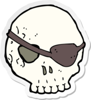 sticker of a cartoon skull with eye patch png