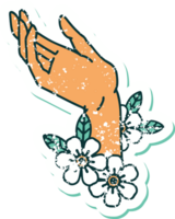 iconic distressed sticker tattoo style image of a hand png