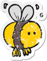 retro distressed sticker of a cartoon bee png