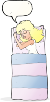 cartoon sleeping woman with speech bubble png