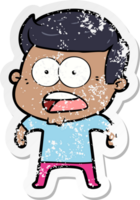 distressed sticker of a cartoon shocked man png