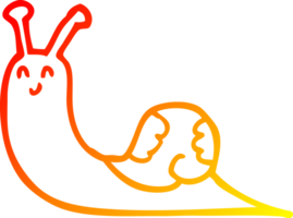 warm gradient line drawing of a cute cartoon snail png