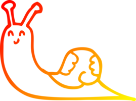 warm Gradient Linie Zeichnung von ein süß Karikatur Schnecke png