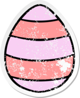 distressed sticker of a quirky hand drawn cartoon easter egg png