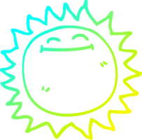 cold gradient line drawing of a cartoon shining sun png