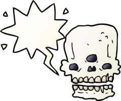 dibujos animados escalofriante cráneo con habla burbuja en suave degradado estilo png