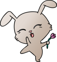 hand drawn gradient cartoon of cute kawaii bunny png