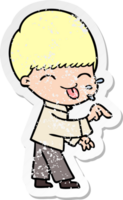 distressed sticker of a cartoon boy png