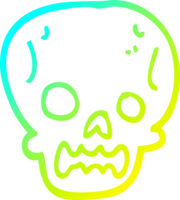 cold gradient line drawing of a cartoon halloween skull png