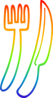 arcobaleno pendenza linea disegno di un' cartone animato oro posate impostato png
