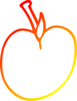 warm gradient line drawing of a cartoon of an apple png