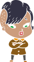 niña sorprendida de dibujos animados de estilo de color plano png