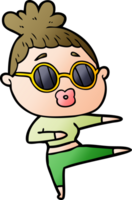 cartoon dancing woman wearing sunglasses png