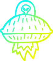 frío degradado línea dibujo de un dibujos animados extraterrestre astronave png