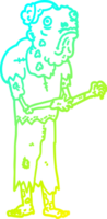 cold gradient line drawing of a cartoon zombie png