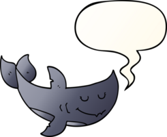 cartoon shark with speech bubble in smooth gradient style png