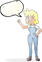 mano dibujado habla burbuja dibujos animados determinado mujer apretando puño png