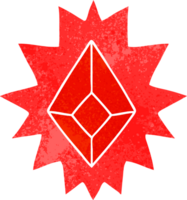 mano dibujado retro dibujos animados garabatear de un rojo brillante joya png