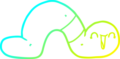 cold gradient line drawing of a cartoon worm png