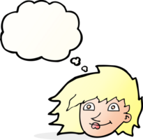 cartoon female face with thought bubble png