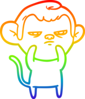 rainbow gradient line drawing of a cartoon monkey png