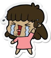 sticker of a cartoon woman in tears png