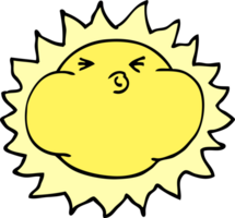 cartoon doodle shining sun png