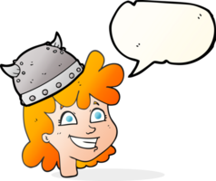 hand drawn speech bubble cartoon female viking png