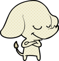 dessin animé éléphant souriant avec les bras croisés png