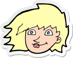 pegatina de un rostro femenino de dibujos animados png