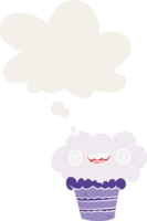 desenho animado Bolinho com pensamento bolha dentro retro estilo png